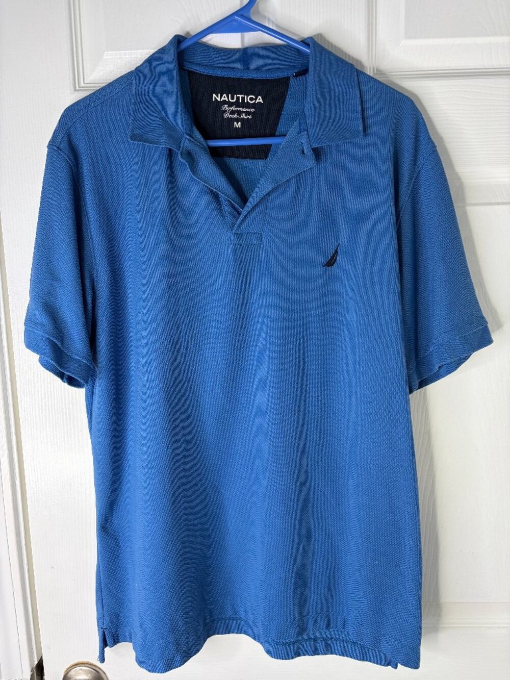 Nautica Men's Blue Performance Deck Polo Shirt M